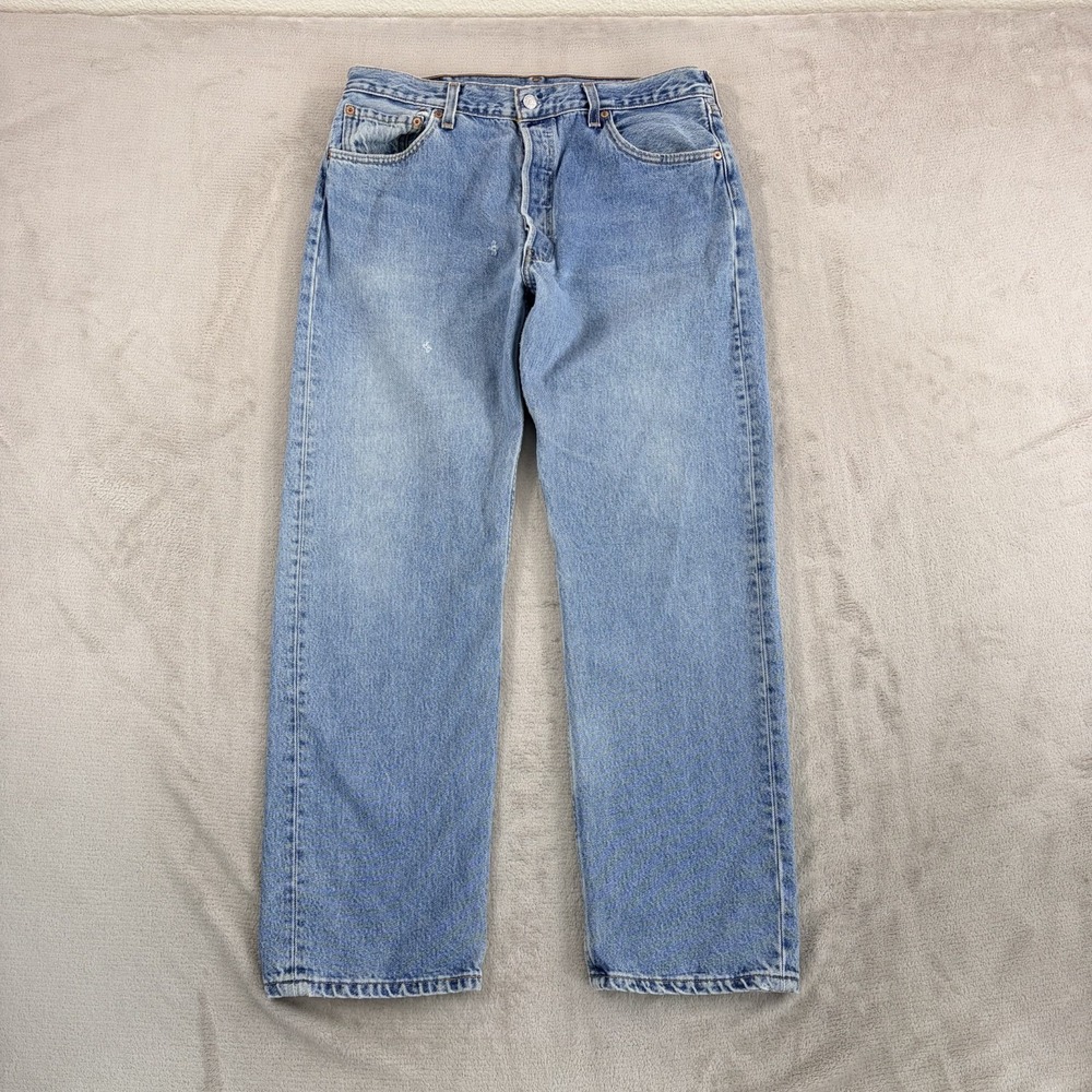 Vintage Levis 501 Distressed Jeans Faded Blue Men 36x30 (Fits 34x30) Made in USA